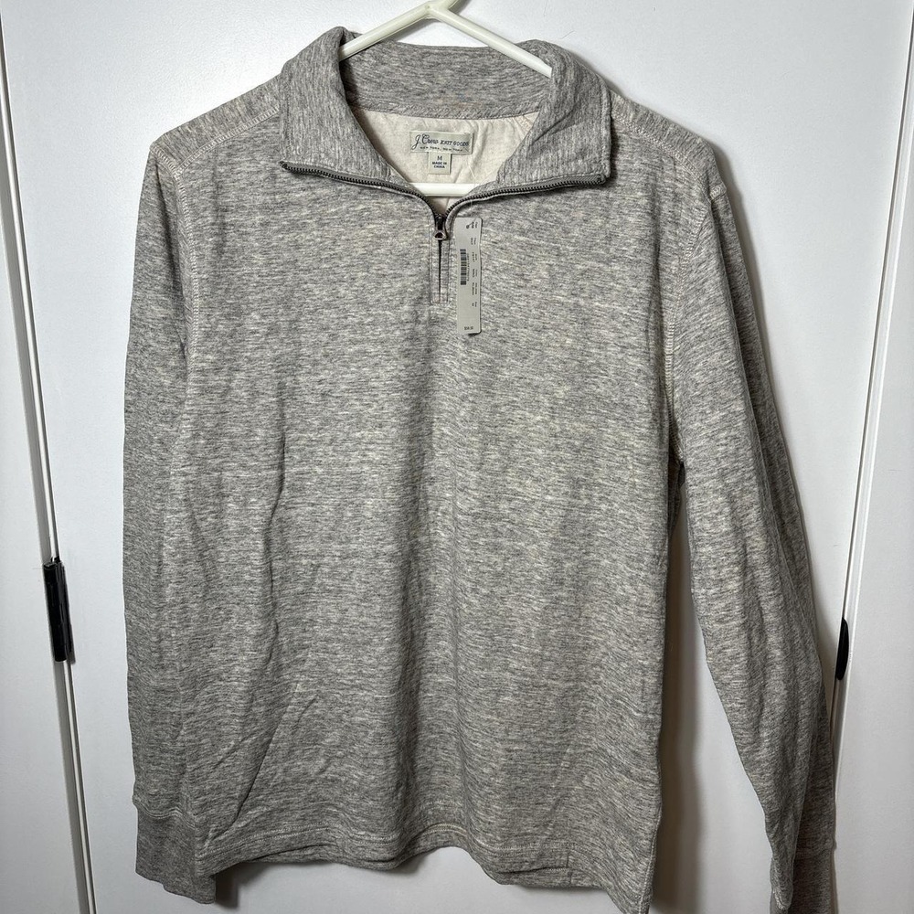 NWT J.Crew Heather Gray Quarter Zip Pullover Size Medium Lightweight Sweater